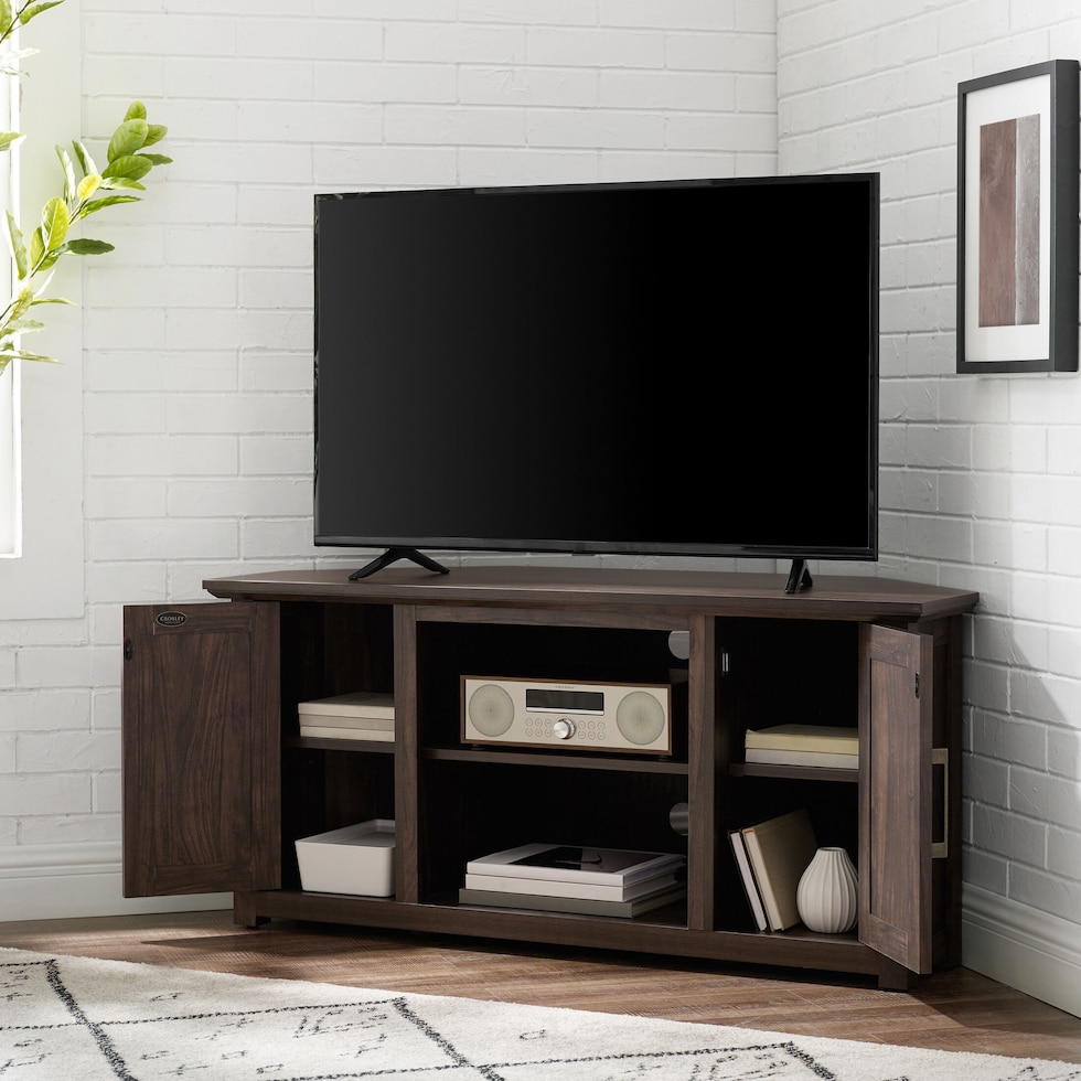 lucas dark brown tv stand   