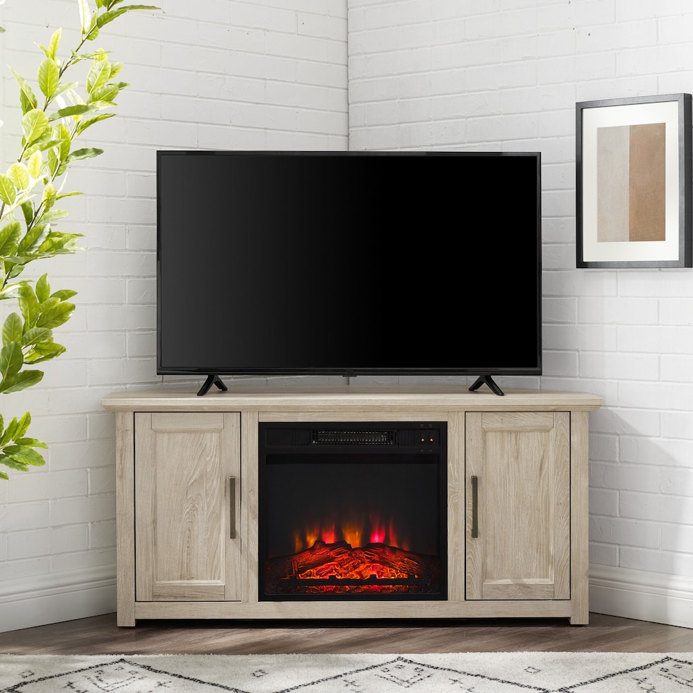 lucas light brown fireplace tv stand   