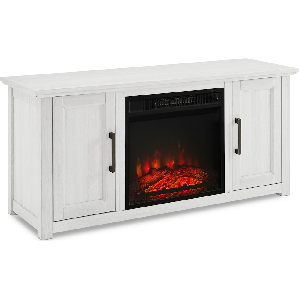 lucas white fireplace tv stand   