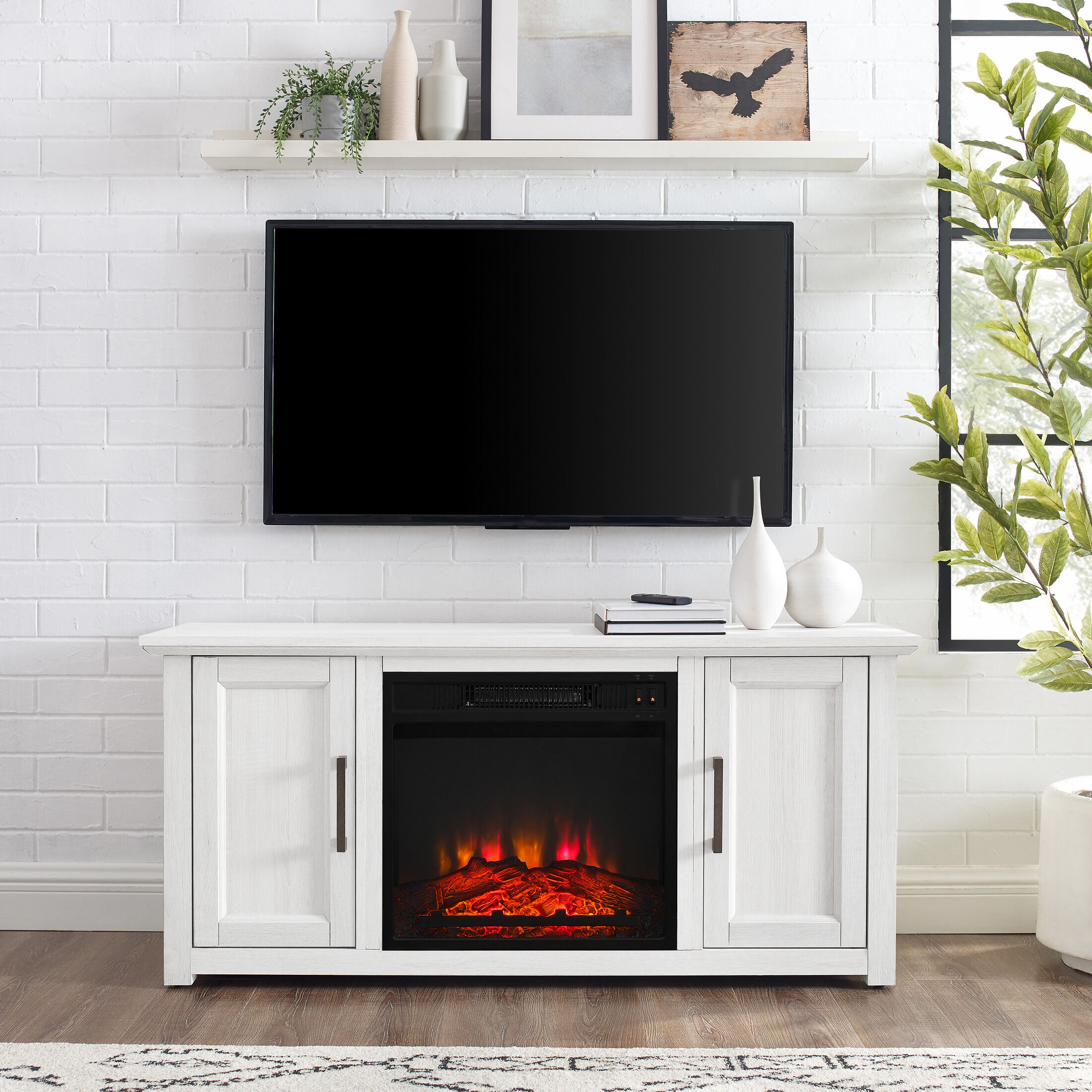 Lucas tv deals stand with fireplace