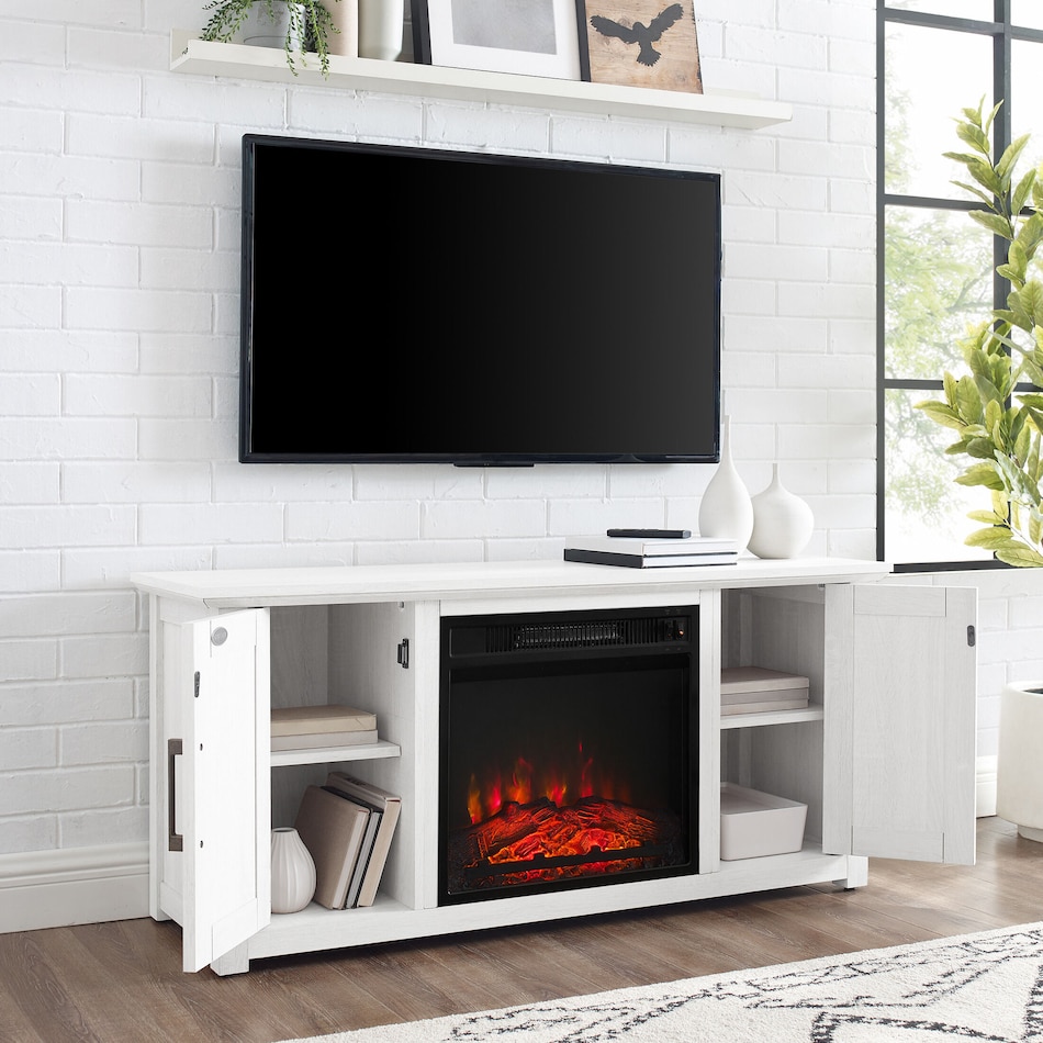 lucas white fireplace tv stand   