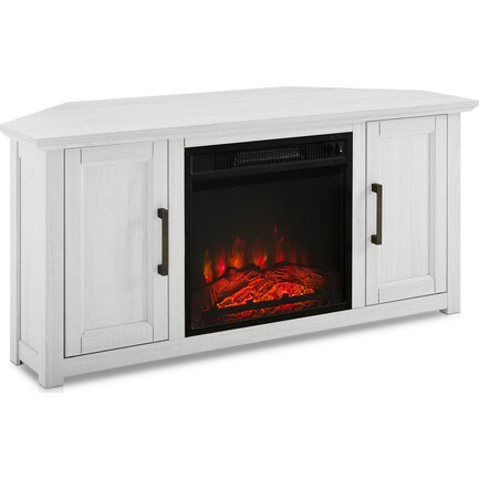 Lucas 48” Corner TV Stand with Fireplace - White