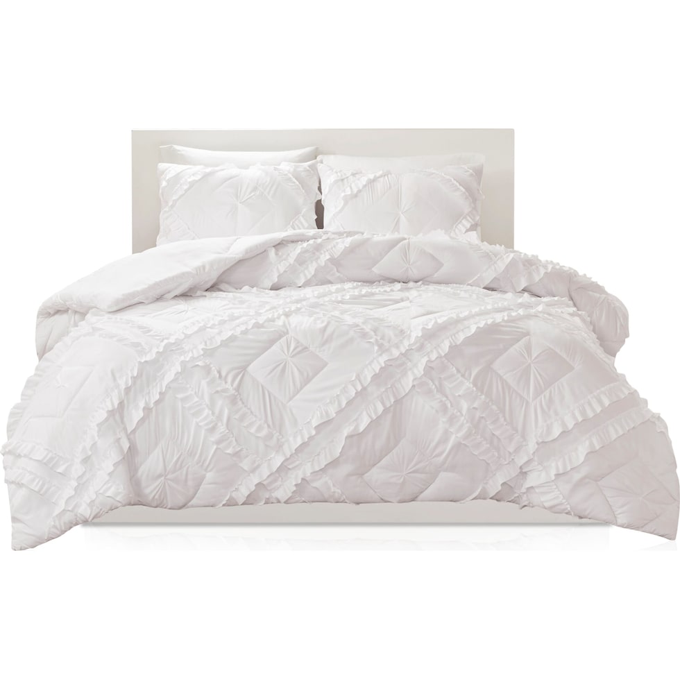 lucia white full queen bedding set   