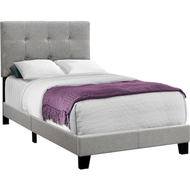 Luella Twin Upholstered Bed - Gray