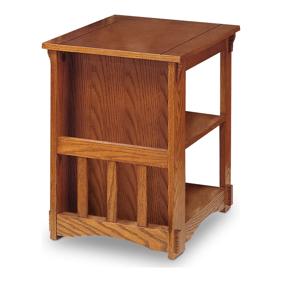 luke light brown chairside table   