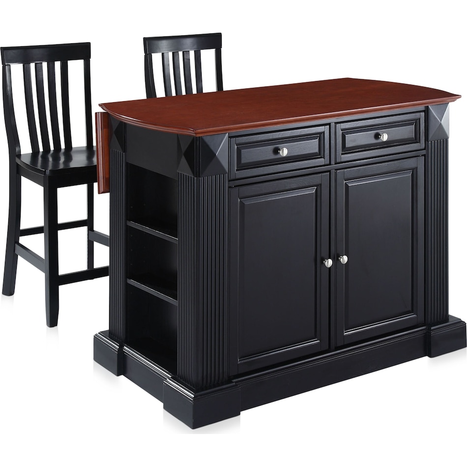 luther black kitchen island set   