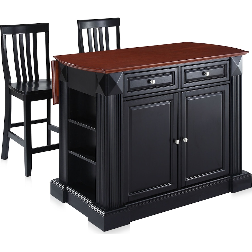luther black kitchen island set   