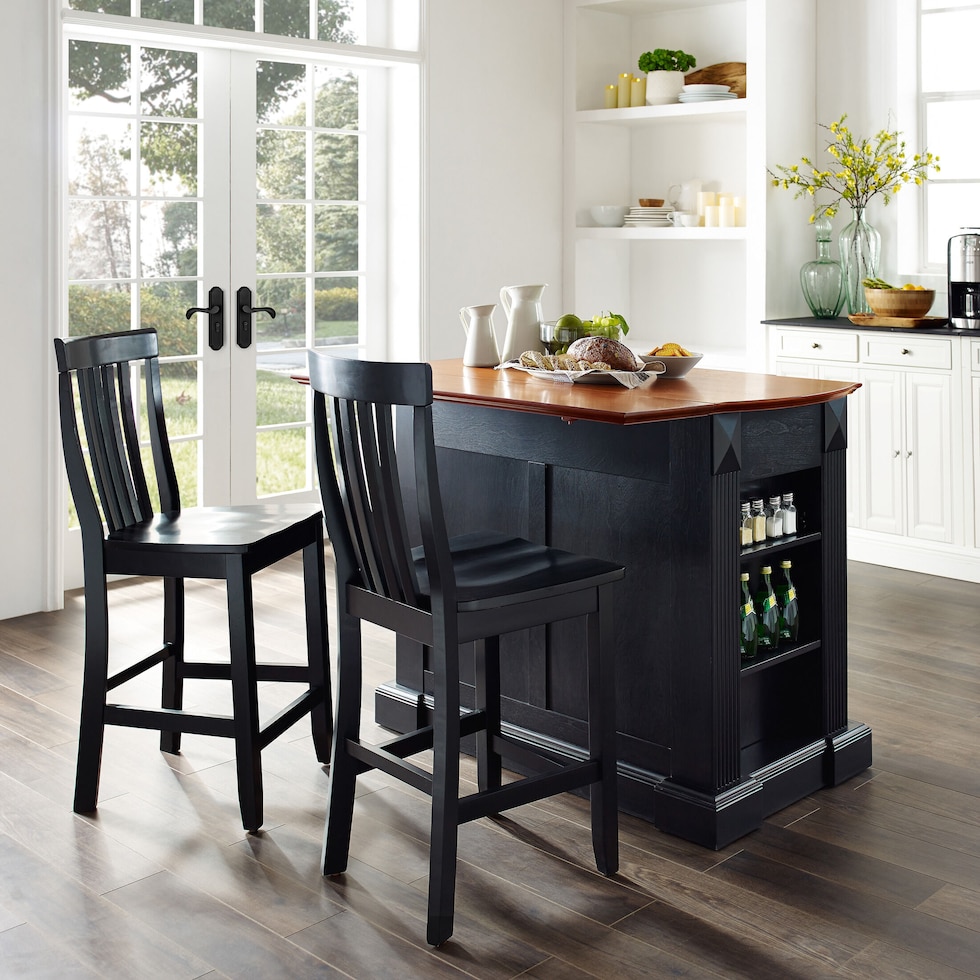 luther black kitchen island set   