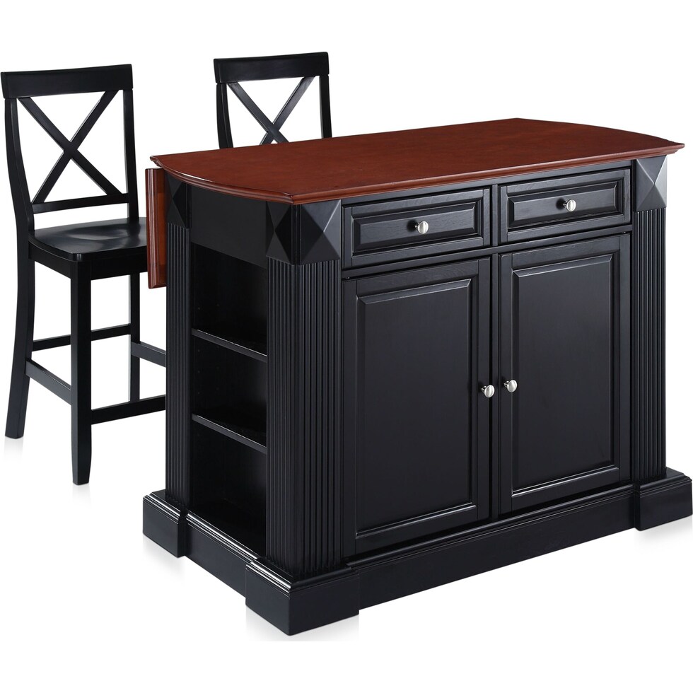 luther black kitchen island set   