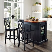 luther black kitchen island set   