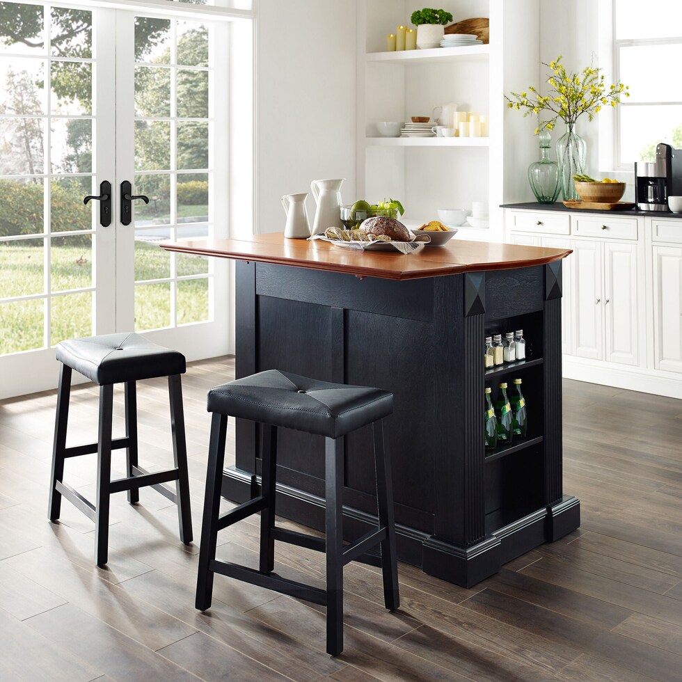 luther black kitchen island set   