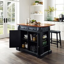 luther black kitchen island set   