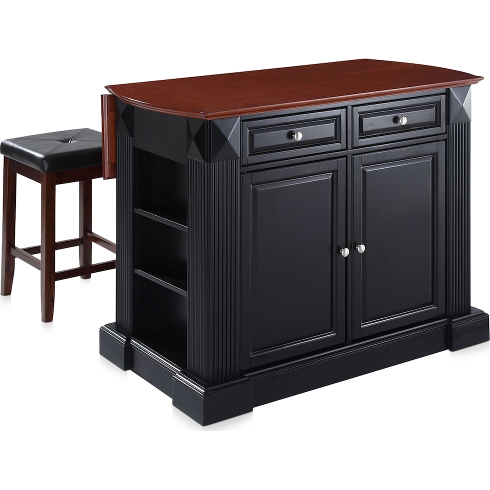 luther black kitchen island set   