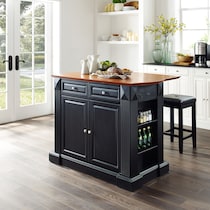 luther black kitchen island set   