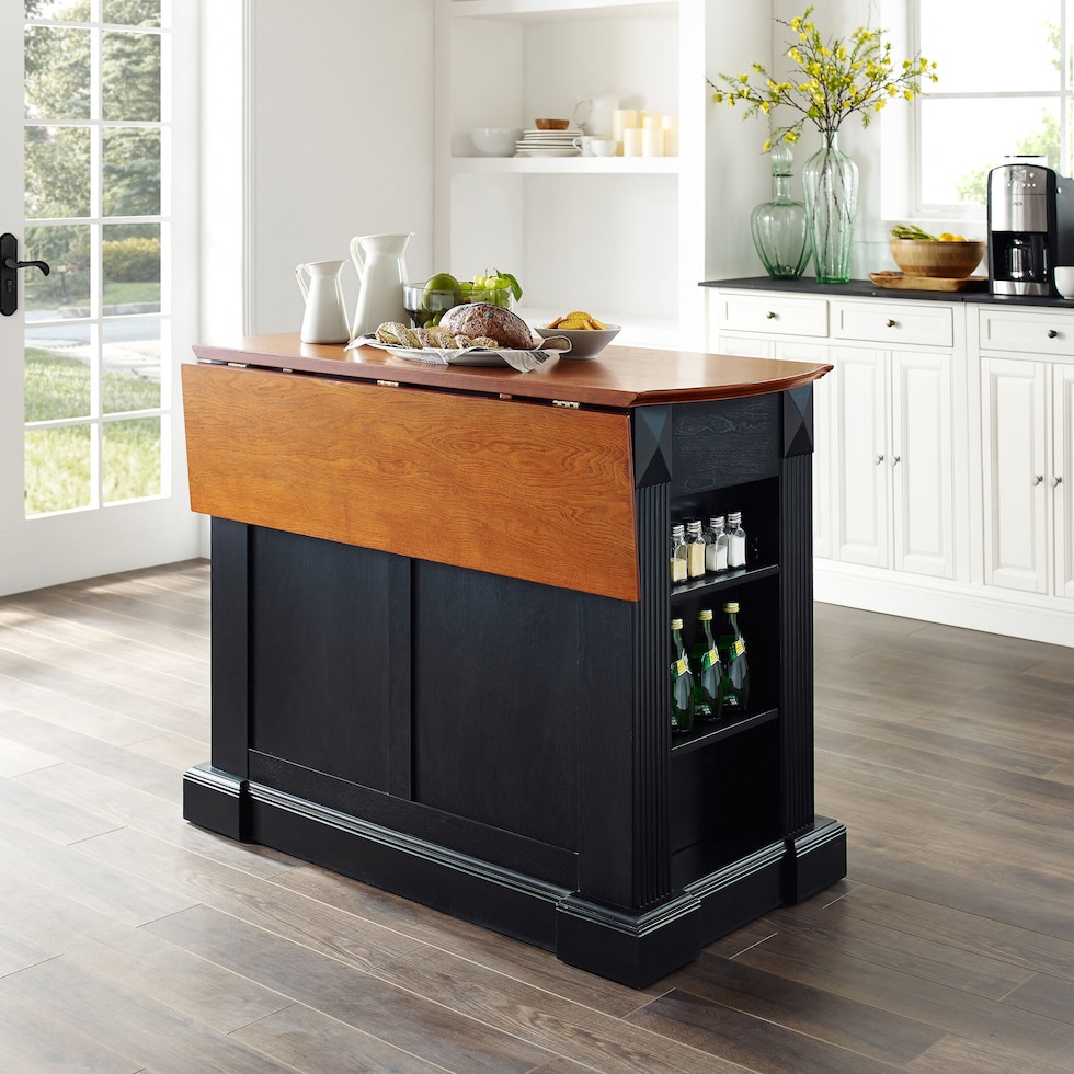 luther black kitchen island   