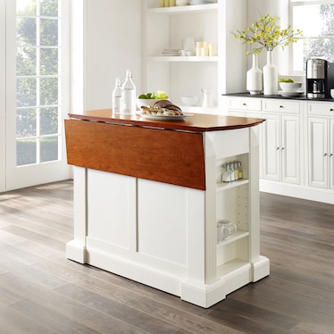Luther Extendable Kitchen Island - White