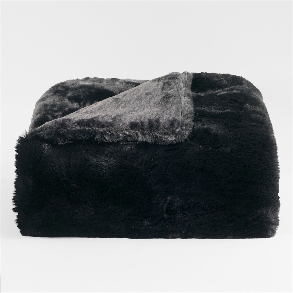 luxe faux throw black throw blanket   