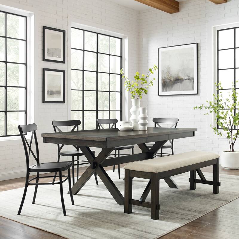 Lynn Rectangular Dining Table, 4 Lex Chairs and Bench Value City