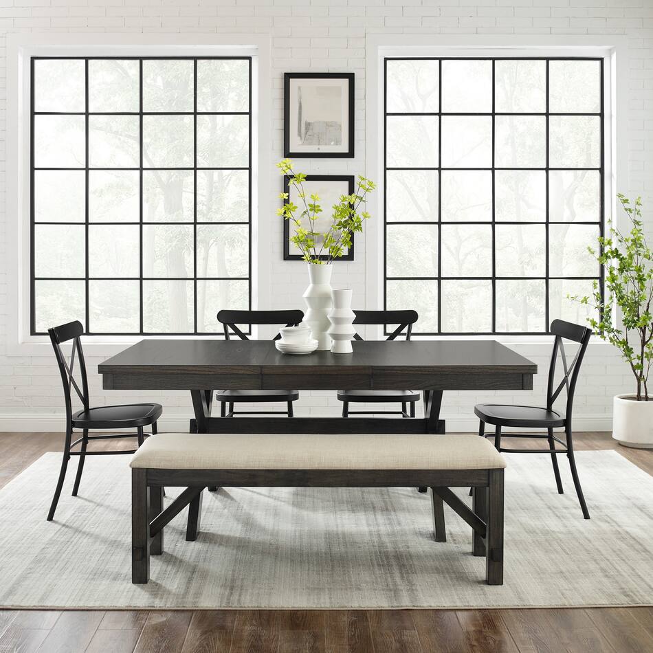 Lynn Rectangular Dining Table, 4 Lex Chairs and Bench Value City