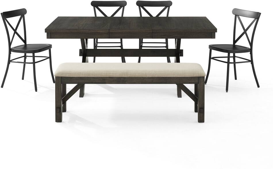 Lynn Rectangular Dining Table, 4 Lex Chairs and Bench Value City