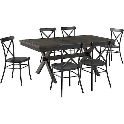Lynn Rectangular Dining Table and 6 Lex Dining Chairs
