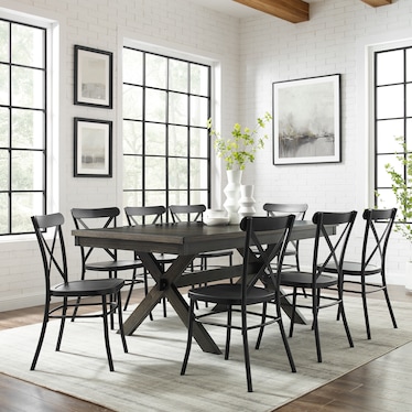 Lynn Rectangular Extendable Dining Table and 8 Lex Dining Chairs
