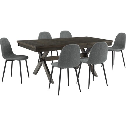 Lynn Rectangular Dining Table and 6 Bruno Dining Chairs