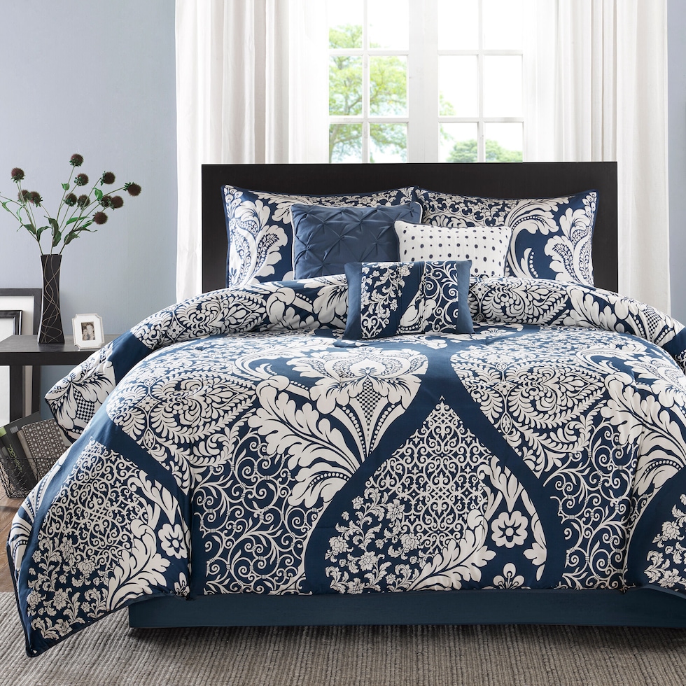 lyric blue california king bedding set   