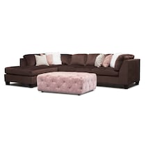 mackenzie brown and blush  pc sectional and ottoman   