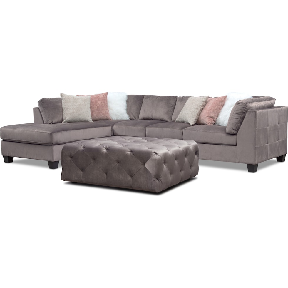 mackenzie gray  pc sectional and ottoman   