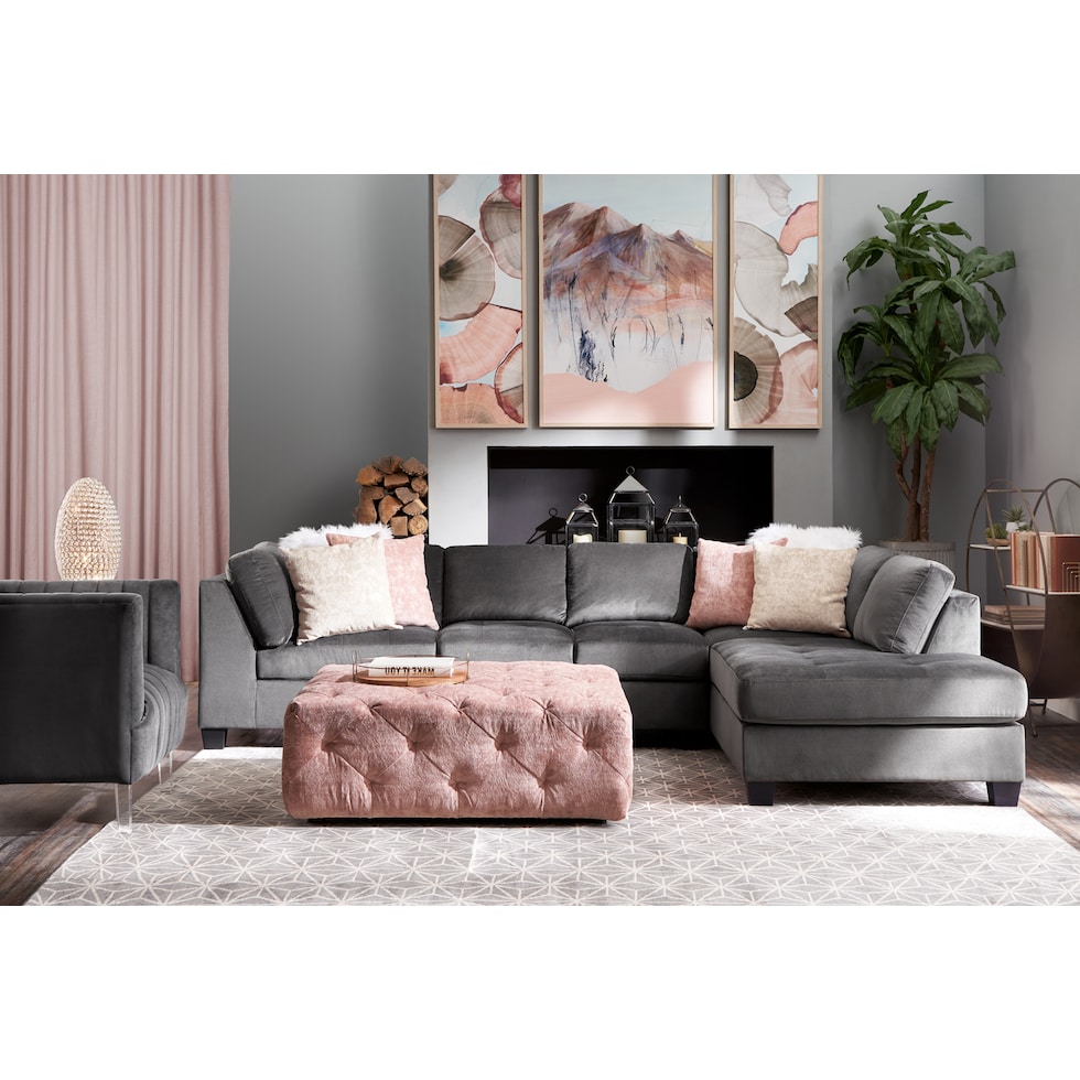 mackenzie gray  pc sectional with right facing chaise   