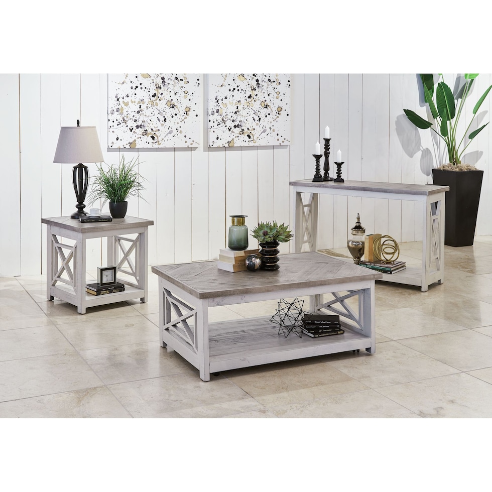 maddie white end table   