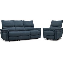 maddox blue  pc manual reclining living room   