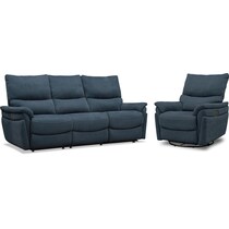 maddox blue  pc power reclining living room   