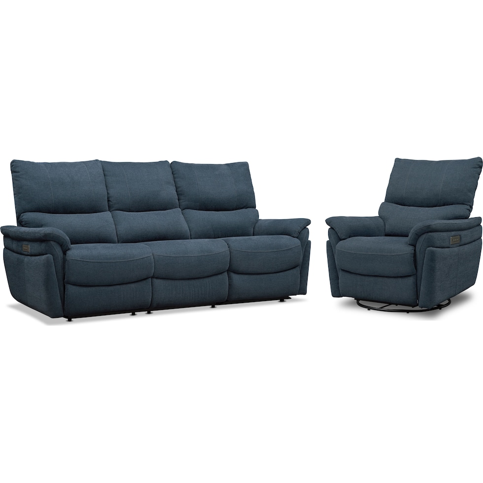 maddox blue  pc power reclining living room   