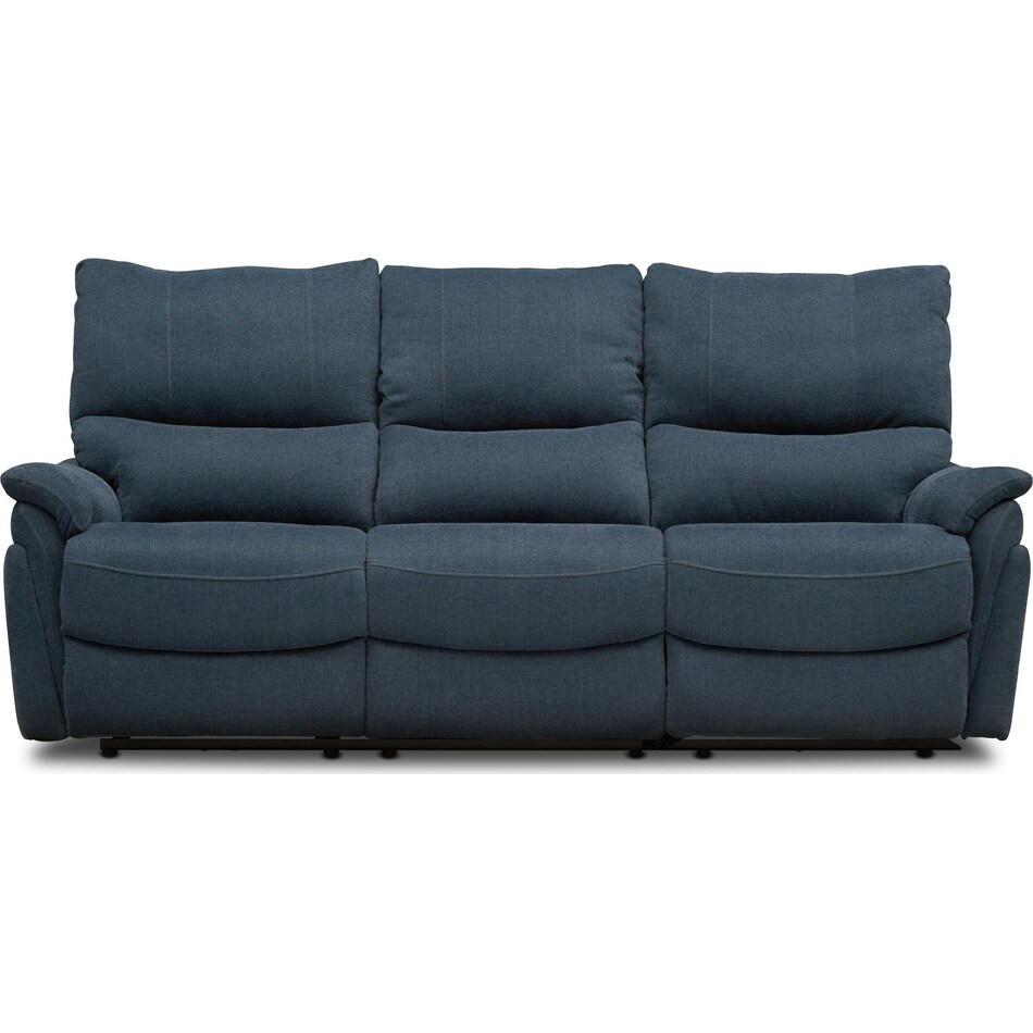 maddox blue manual reclining sofa   