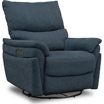maddox blue power reclining swivel chair   