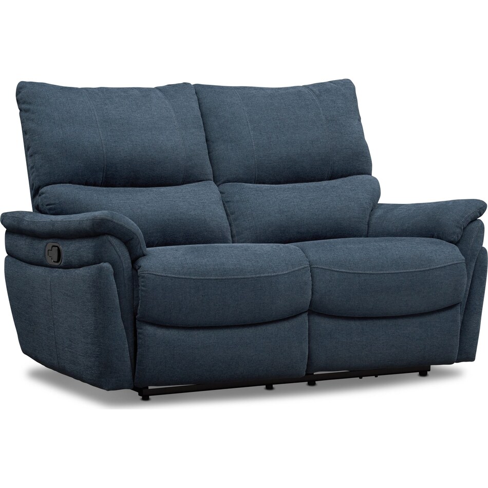 Maddox Manual Reclining Loveseat Blue Value City Furniture