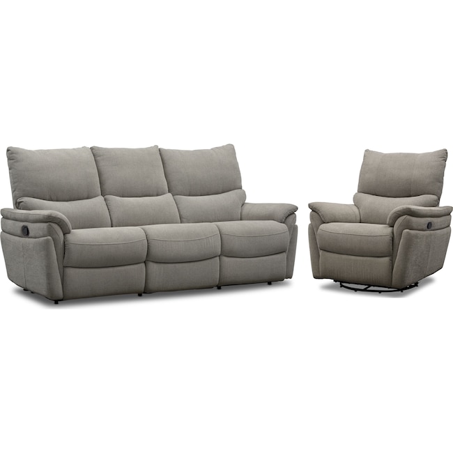 Living Room Furniture - Maddox Manual Reclining Sofa and Swivel Recliner