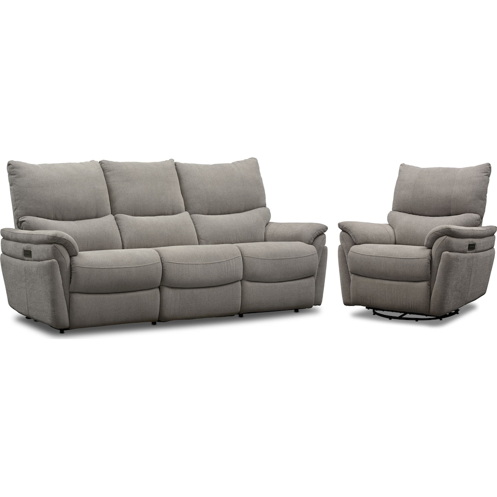 maddox gray  pc power reclining living room   