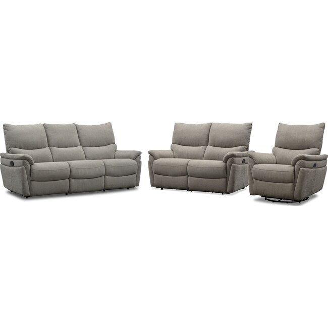Living Room Furniture - Maddox Manual Reclining Sofa, Loveseat and Swivel Recliner