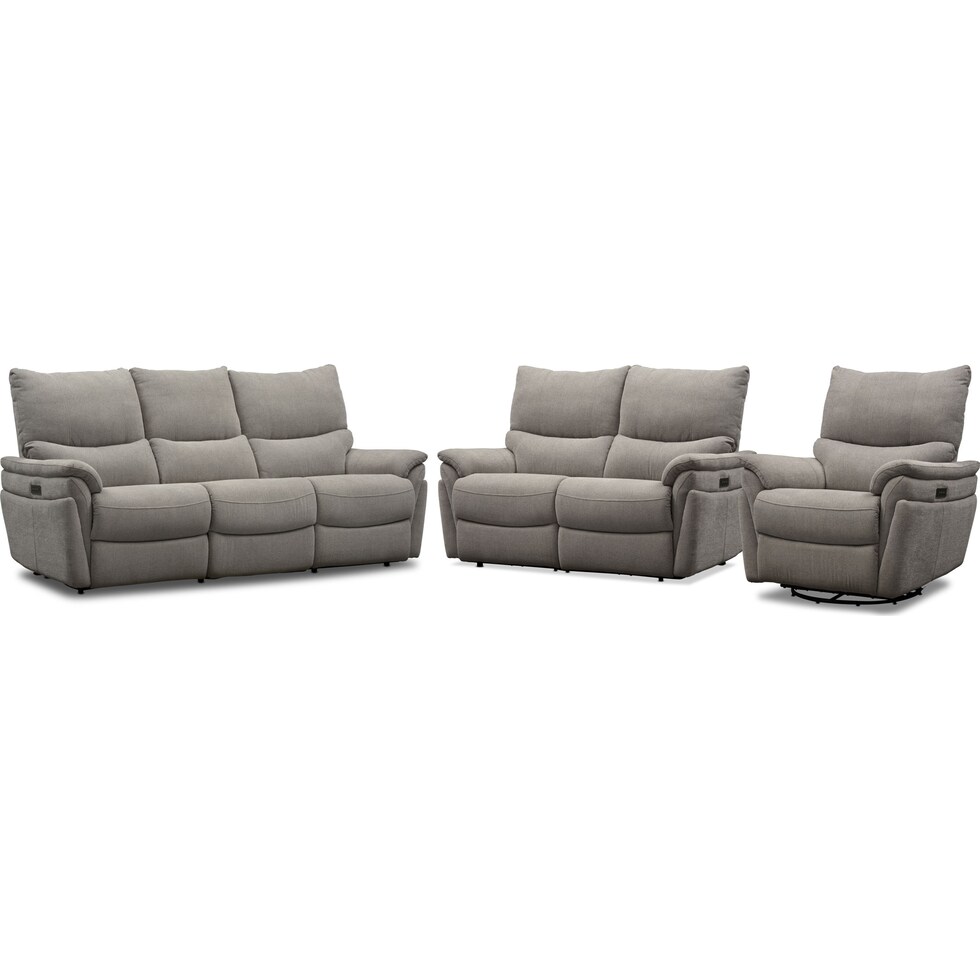 maddox gray  pc power reclining living room   