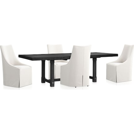 Madrid Extendable Rectangular Dining Table and 4 Nicolette Chairs - Black