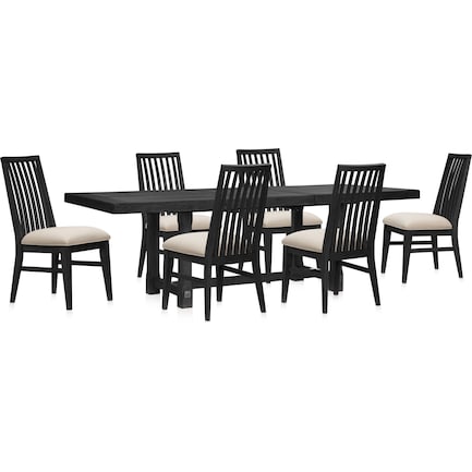 Madrid Extendable Rectangular Dining Table and 6 Slat-Back Dining Chairs