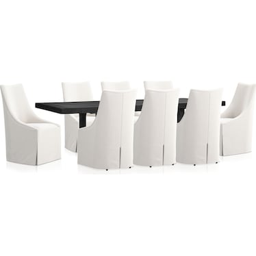 Madrid Extendable Rectangular Dining Table and 8 Nicolette Chairs