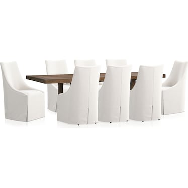 Madrid Extendable Rectangular Dining Table and 8 Nicolette Chairs