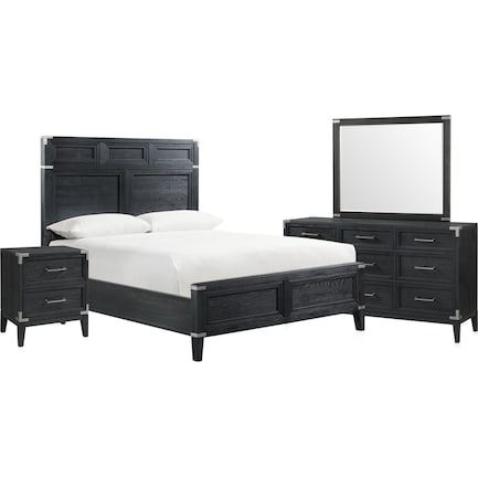 Madrid 6-Piece King Bedroom Set with Dresser, Mirror, and Charging Nightstand