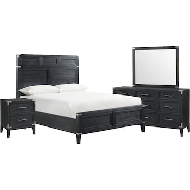 Madrid 6-Piece Bedroom Set with Dresser, Mirror, and Charging Nightstand