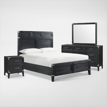 Madrid 6-Piece Bedroom Set with Dresser, Mirror, and Nightstand with USB Charging