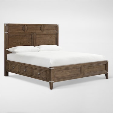 Madrid 6-Piece Storage Bedroom Set with Dresser, Mirror, and Nightstand with USB Charging